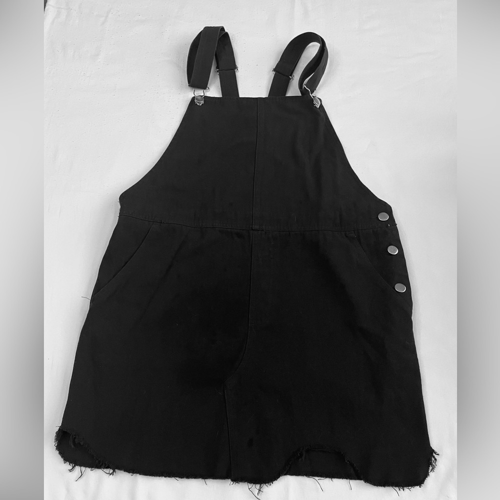 Entro Black Denim Overall Mini Skirt
